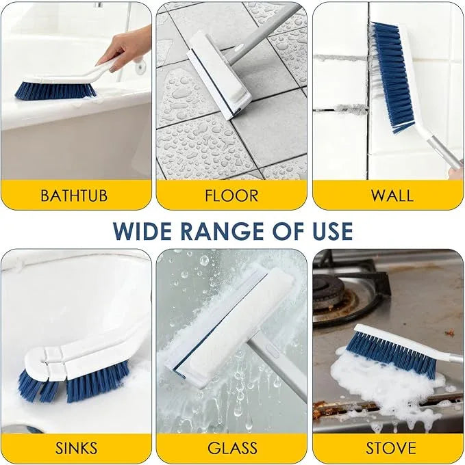 3 Pack Scrub Brush Set - Detachable Stiff Bristle Grout Cleaner Brush, Cleaning Scrubbers with Squeegee for Shower Glass, Heavy Duty Scrub Brushes for Cleaning Bathroom, Bathtub, Gaps, Tile, Floor - NeatNest