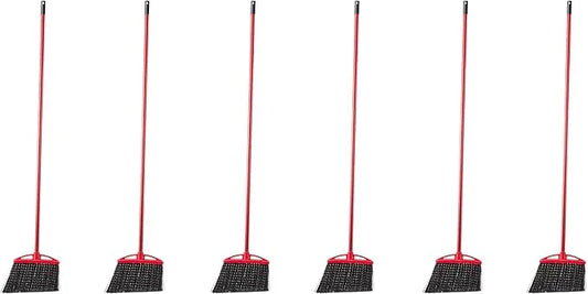 Amazon Basics Angle Broom With Metal Handle, 6-Pack, Black & Red - NeatNest