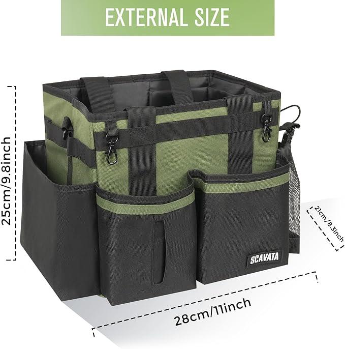 Compact Wearable Cleaning Caddy, Small Cleaning Caddy Supplies Organizer with Handle & Shoulder Straps for Housekeepers, Under Sink & Car Cleaning Tool Organizers Bag (Armygreen) - NeatNest