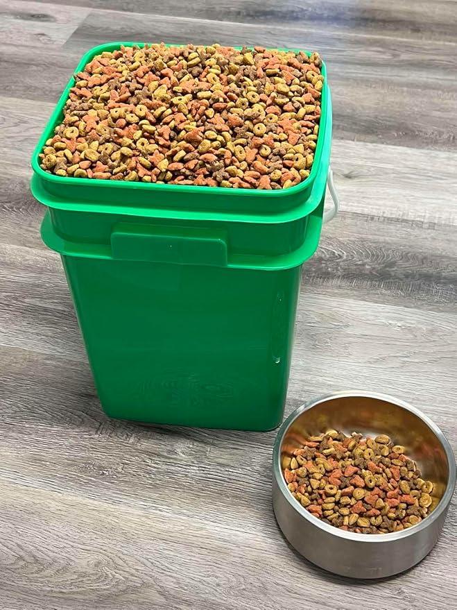 House Naturals 4 Gallon Square Food Grade Bucket Pail with Plastic Handles and Lid (Pack of 3) Made in USA containers (Green) - NeatNest