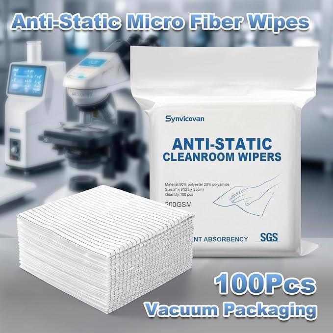 Anti-Static Microfiber Wipes 9"x9"(100 Pcs,Class 100, 200GSM) Lint Free Cloths Reusable Special ESD protection design is suitable for protecting sensitive electronic components and tools - NeatNest