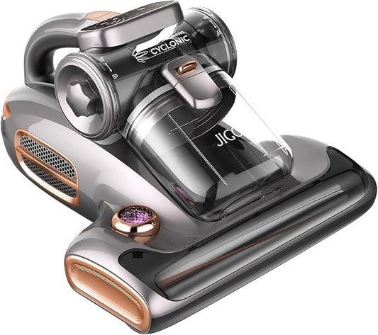 JIGOO T600 Bed Vacuum Cleaner with UV-C Light, 15Kpa Suction 700W Powerful Double Cup Handheld Vacuums, Mattress Vacuum Cleaner with Smart Dust Sensor, Ultrasonic & Heating Tech, HEPA Filter - Corded - NeatNest
