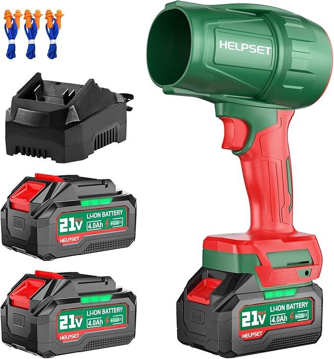 Cordless Leaf Blower with 2×4.0Ah Batteries and Charger, 980,000 RPM, Lightweight Handheld Design, 21V Powerful Blower with Adjustable Speed for Patio, Lawn Cleaning - NeatNest