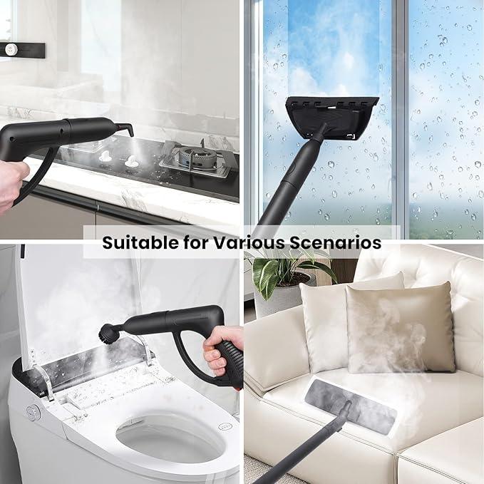Steam Cleaner 1.5L Steamer for Cleaning Fast Heating 6-in-1 Multi-Surface with 8 Accessories UL499 Certified Portable High Pressure Steam Cleaner for Home, Car, Floors, Sofas, Tiles, Grout - NeatNest