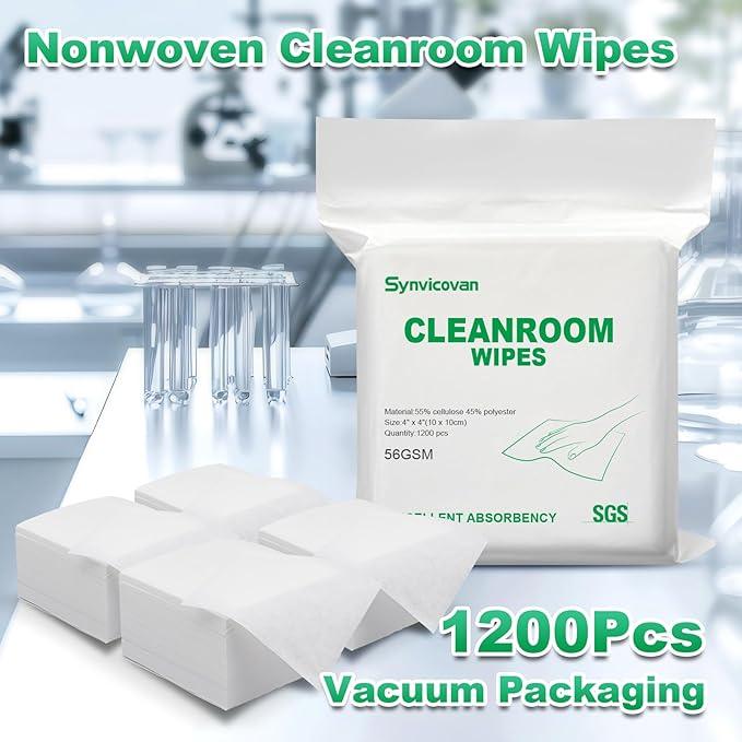 Cleanroom Wipes 4"x4" (1200 Pcs, Cellulose/Polyester Blend, Grade B, 56GSM) Lint Free Wipes for Laboratory, Electronics, Pharmaceutical,Printing,Automotives and Semiconductor Industries - NeatNest