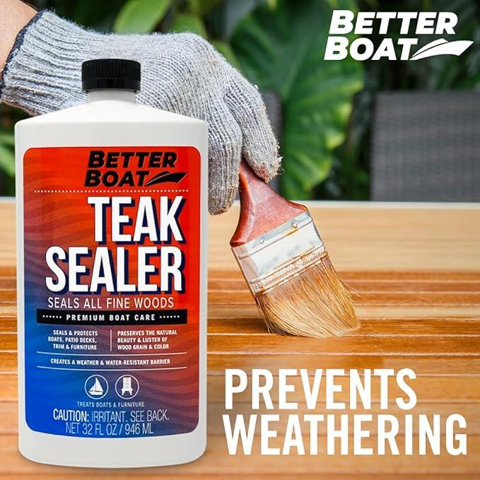 Teak Cleaner and Brightener for Wood, Teak Oil or Sealer for Boats, Indoor Furniture, Shower Stools, and Outdoor Wood Furniture Restorer for Stains - NeatNest