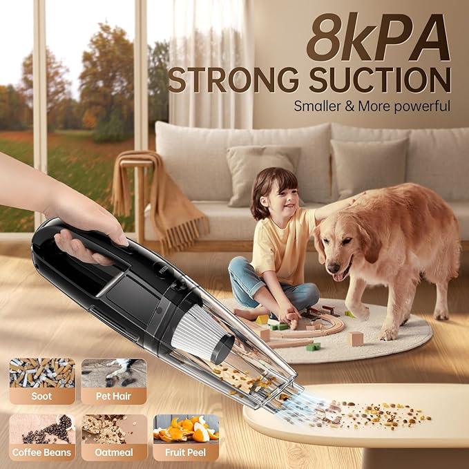 Cordless Handheld Vacuum 7000Pa Suction, 650mL Dustbin, 1.43 lbs Lightweight, Rechargeable, Ideal for Car & Home Use, 25-Minute Runtime - NeatNest