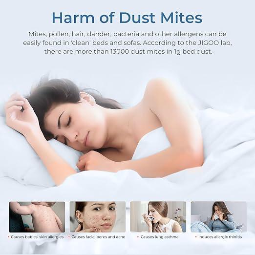 JIGOO S300 PRO Mattress Vacuum Cleaner with UV & Ultrasonic and High Heating,Anti-allergen Powerful Handheld Vacuum for Bed,Sofa - NeatNest