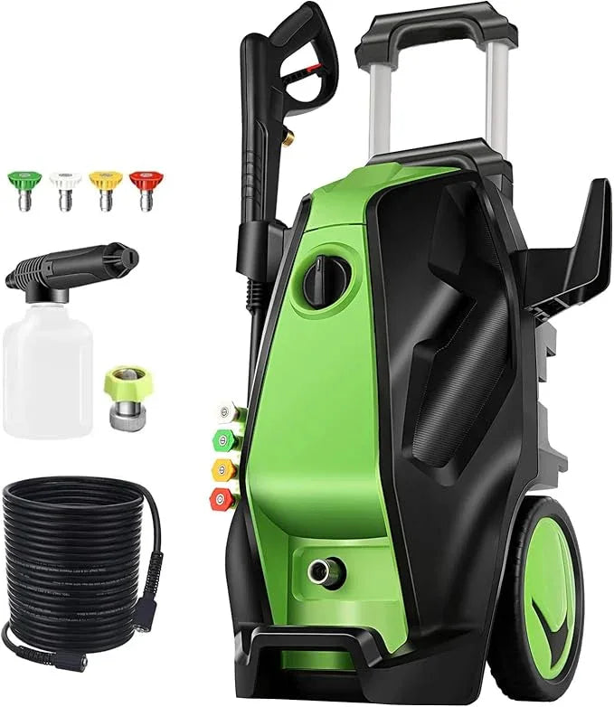 Pressure Cleaner, Heavy Duty Power Cleaner with Foam Cannon, 4 Nozzle Tips,33FT Hose and Soap Bottle for Home/Cars/Driveways/Patios/Decks/Fences(Green) - NeatNest