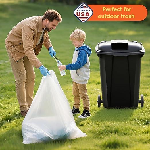 DELXO 30-33 Gallon Trash Bags, 250 Count Heavy Duty Large Clear Garbage Bags, Thick Durable and Puncture-Resistant Plastic Bags for Kitchens, Yards & Offices, Made in USA - NeatNest