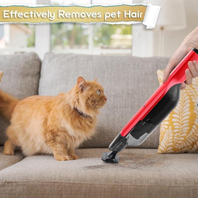 Handheld Vacuum Cordless,15KPA High Power Suction,USB Quick Charge,Car Vacuum Cleaner with Storage Dock,Lightweight Rechargeable Dust Buster with Crevice Tool Pet Brush Hand Vac for Home,Red - NeatNest