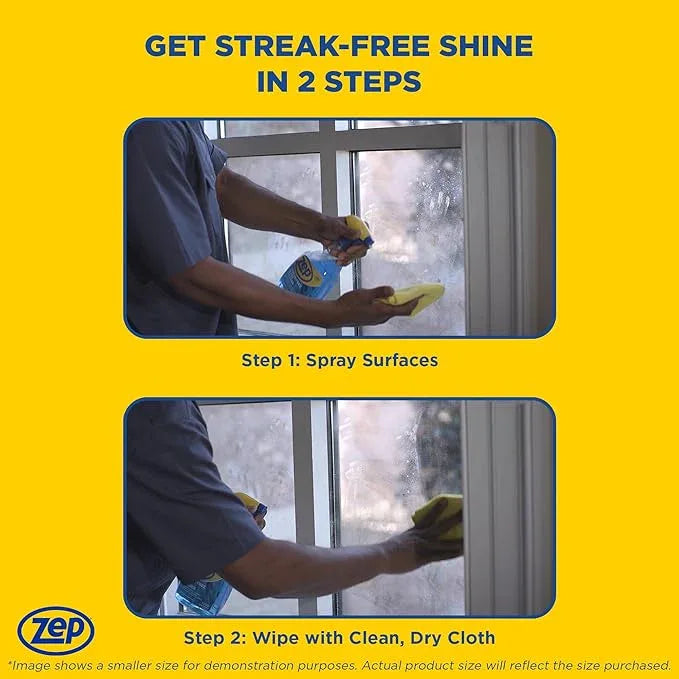 Zep Streak-Free Glass Cleaner - 1 Gallon (Case of 4) ZU1120128 - Professional Grade Formula that Cleans Dirt, Fingerprints, Grime, Smoke Haze, and Toothpaste on Windows, Mirrors, and Other Glass - NeatNest