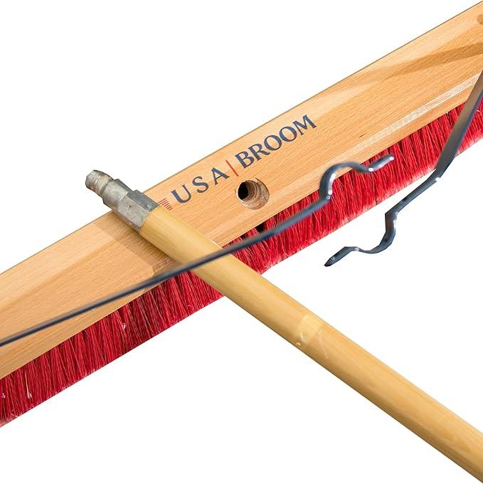 USA Broom 36" Everyday Sweep Indoor/Outdoor Push Broom with 60" Handle. Ideal for Garages & Shops. Durable American Made Steel Brackets-All Stainless Steel Hardware. No Plastic. 100% Made in The USA. - NeatNest