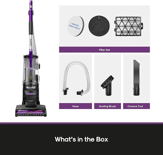 Eureka FlexReach Powerful Upright Vacuum Cleaner for Carpet and Hard Floor, Lift-Up Vacuum with Large Dust Cup, Anti-Tangle, NEU651PL, Purple - NeatNest