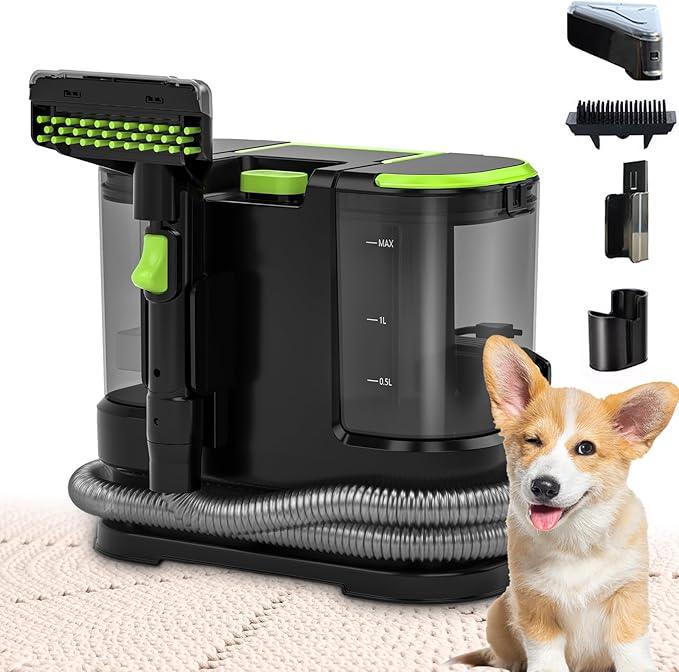 Portable Carpet & Upholstery Cleaner, Deep Cleaning for Rugs, Couch, Curtain, Car Interiors Stains, Pet & Family Friendly, 21 Kpa suction with 800W high-performance motor, 120V (Green) - NeatNest