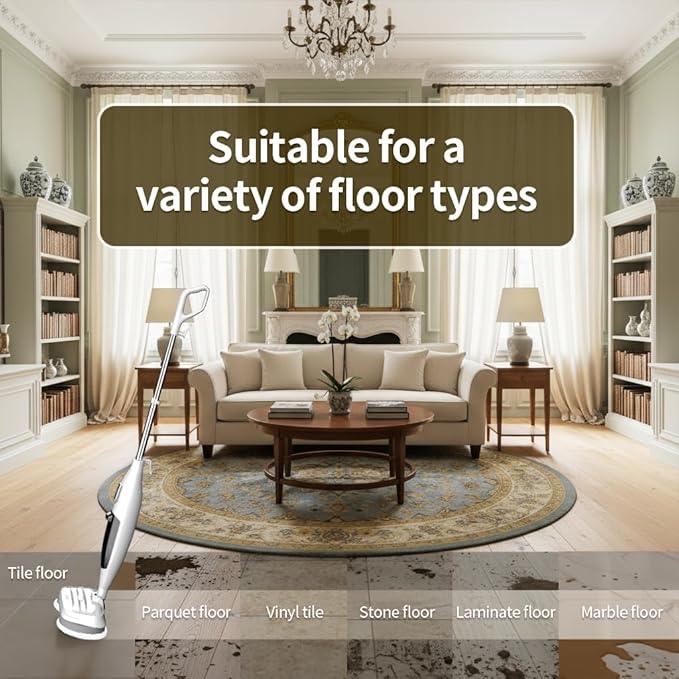 Steam Mop with 13 Accessories,Steam Cleaner Home Use,Floor Scrubber spin mop for Hard Wood Floors,tile Scrub Steamer Deep Cleaning,Carpet, 4 Washable Mop Pads, 550ml Capacity,30 Second Heat-Up - NeatNest