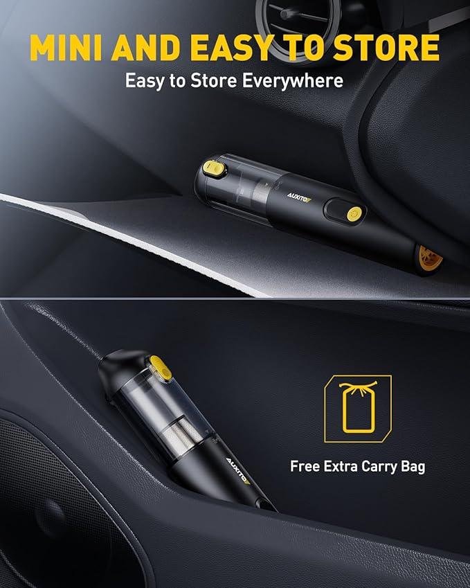 AUXITO Car Vacuum Portable Cordless 14000Pa Suction, Handheld Vacuum Blow & Suction 2 in 1, Small Vacuum Cleaner Hand Held Vacuum for Car, Home, Pet, Office, Ideal Gifts for Men & Women (Black) - NeatNest