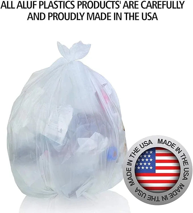 Aluf Plastics High Density Trash Bags, 33 Gallon, 250 Count, 16 Micron (eq), 33" x 40", Clear, for Bathroom, Office, Industrial, Commercial, Janitorial, Municipal, Recycling - NeatNest