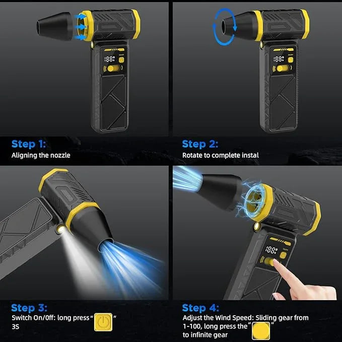 Upgrade Version-Cordless Air Duster-280000RPMSuper Power Air Duster Rechargeable,Stepless Speed Change Air Duster,with Display Screen & Light,Dust Blower for Computer, Keyboard, House,Outdoor and Car - NeatNest