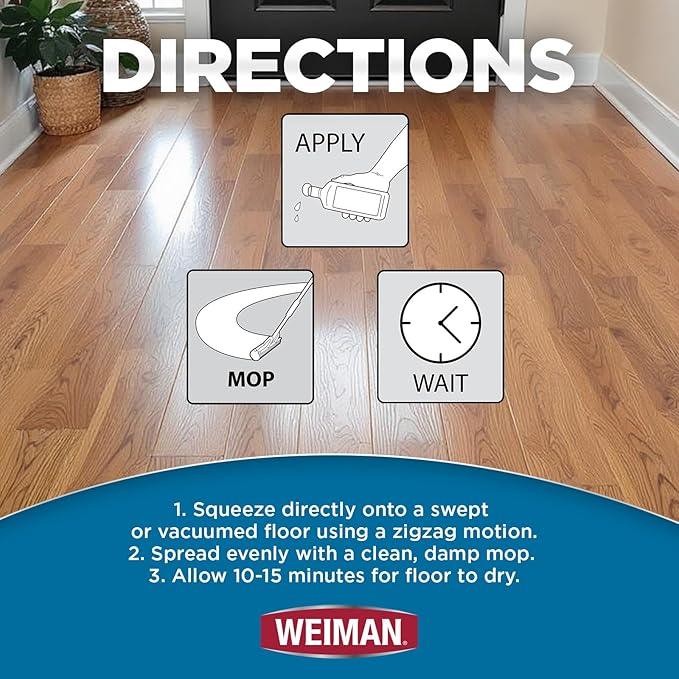 Weiman Hardwood Floor Cleaner Gallon and Refillable Squeeze Bottle - Finished Wood Surfaces - NeatNest