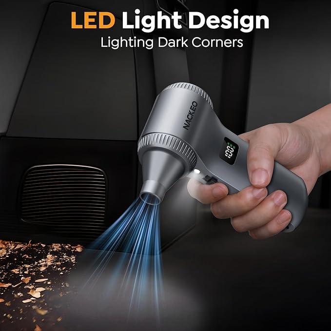 Compressed Air Duster-230000RPM Super Power Electric Air Duster, 100-Level Adjustable Inflatable Air Blower with LED Light and Display Screen, Dust Blower for Computer, Keyboard,House, Outdoor and Car - NeatNest