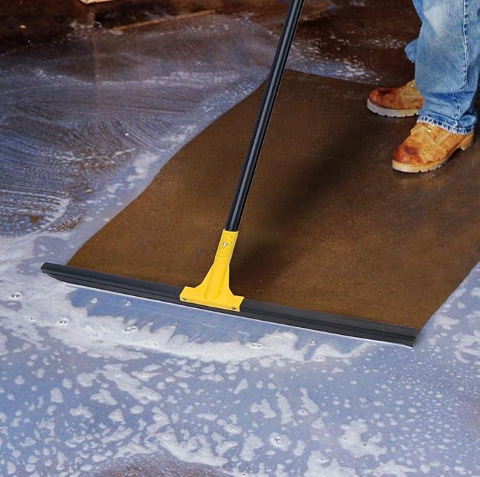 Floor Squeegee for Concrete, 30'' Large Rubber Broom for Tile, 59'' Long Handle Heavy Duty Water Wiper for Garage, Deck - NeatNest
