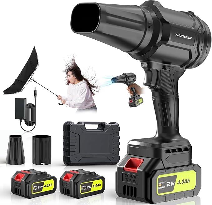 Cordless Leaf Blower, 980,000 RPM Handheld Leaf Blower with 2 X 4.0Ah Batteries & Charger, Lightweight Leaf Blowers for Patio Cleaning, Lawn Care, Leaves, Dust - Cool Black - NeatNest