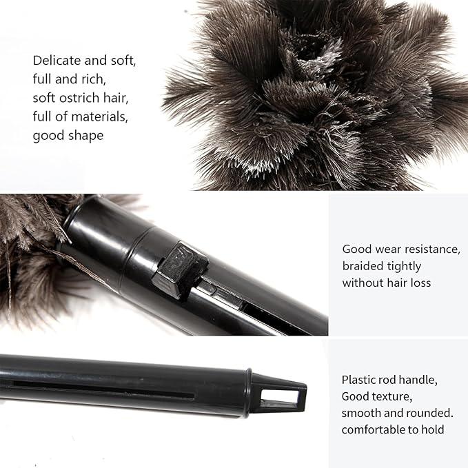 Retractable Ostrich Feather Duster for Cleaning, Fluffy and Natural Feather Duster with Retractable Handle， Reusable Eco-Friendly Handheld Cleaning Supplies (15 inch) - NeatNest