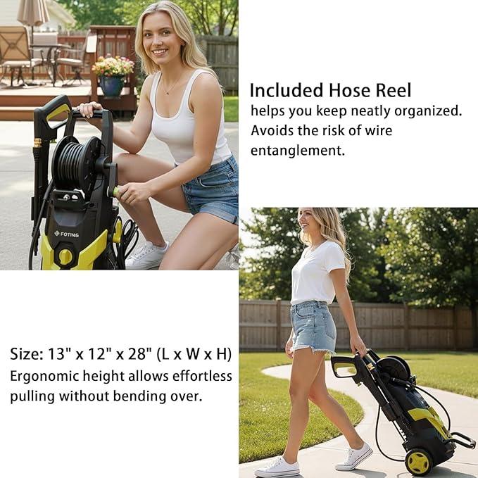 2025Upgraded Pressure Washer 4500PSI with 4 Quick Connect Nozzles,Inlet Hose & Filter, Foam Cannon for Cars/Fences/Driveways/Patios/Home Cleaning,Green - NeatNest