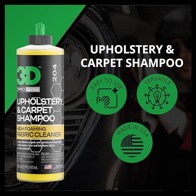3D Upholstery & Carpet Shampoo - High Foam Stain Remover & Odor Eliminator Shampoo 16oz. - NeatNest