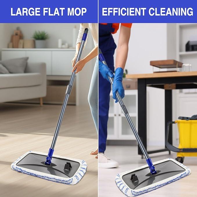 MASTERTOP Microfiber Mops for Floor Cleaning, Extra Large Industrial Mop,Floor Commercial Mop for Wet & Dry Use, Flat Mops for Hardwood, Vinyl, Laminate, Tile Floors, 5 Reusable & Washable Pads - NeatNest