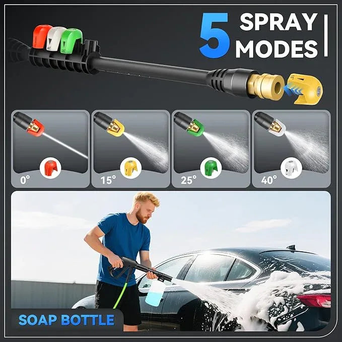 Professional Pressure Cleaner 5000 PSI,Heavy Duty Power Cleaner with 4 Nozzles,Foam Cannon,33FT Hose and 500ml Soap Bottle for Home/Cars (Green) - NeatNest