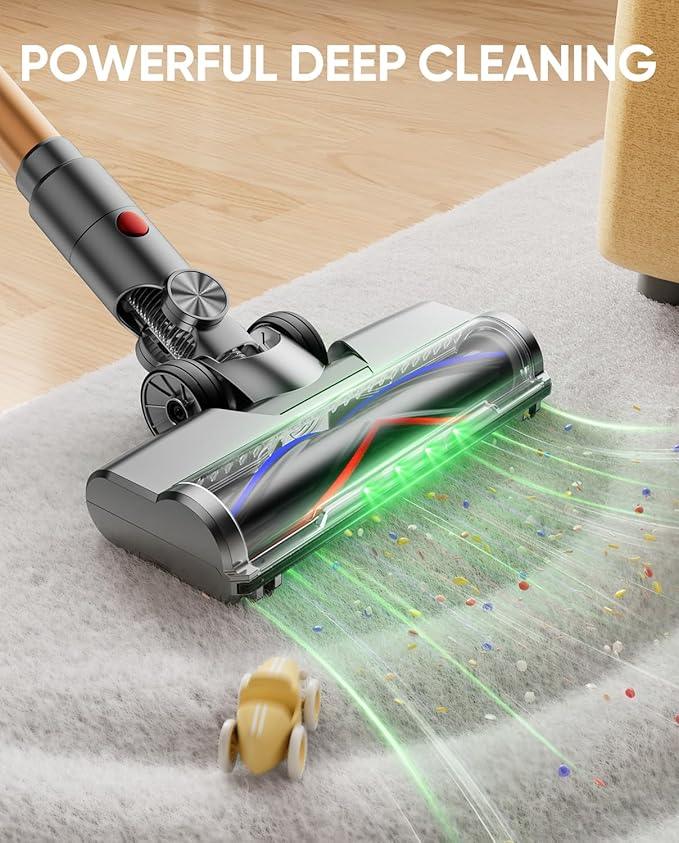 Cordless Vacuum Cleaner, 600W/50KPA/65Mins Vacuum Cleaners for Home, Super 1.8L Cup& Large LED Screen Stick Vacuum Anti-Tangle, Lightweight Cordless Vacuum with Charging Dock for Pet Hair/Carpet/Floor - NeatNest