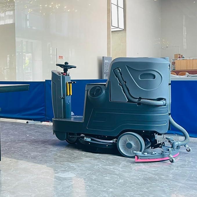 Commercial Ride-On Floor Scrubber Machine 21" Brush w/ 38 Inch Squeegee, 21.1 Gallon Tank Automatic Commercial Riding Floor Cleaning Scrubber - NeatNest