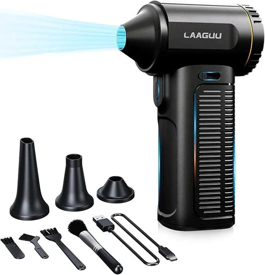 Electric Compressed Air Duster, 130000RPM Adjustable Infinitely Speed Handheld Mini Blower Cordless, 8000mAh Portable Power Fan Home Cleaner for Car Keyboard Computer PC Outdoor (Black II, Pro) - NeatNest
