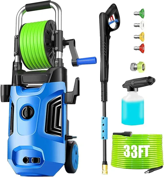 Electric Pressure Washer 4800 PSI 4.0 GPM Power Washers Electric Powered with 33ft Pressure Hose, 4 Nozzle and Foam Cannon, Powerwashers for Home, Cars, Patio, Navy Blue - NeatNest