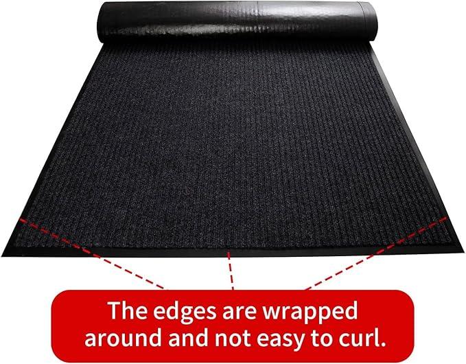TANYOYO 2' X 4' Commercial Grade Door Floor Mat Brush Step Entrance Mat Vinyl Backed Utility Doormat Heavy Duty Floor Mat Commercial Outdoor Carpet Indoor Entrance Rugs，Black - NeatNest