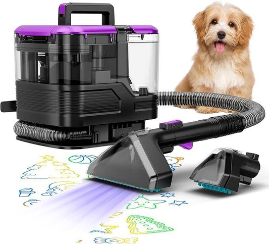 New Multi-Portable Carpet and Upholstery Cleaner, 21Kpa Carpet Cleaner Machine, Deep Stain Cleaning for Carpet, Car Seats, Pets, Couches, with Dual Brush & Large Removable Tank(Purple) - NeatNest
