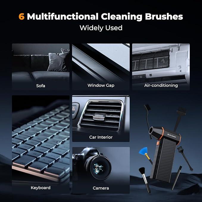K&F CONCEPT 2025NEW Magnetic Compressed Air Duster, Electric Air Duster|300000RPM|3 Gear Adjustable|Super Wind Power|Rechargeable Brushless Motor|for Computer, Keyboard, Car, Home,Outdoor Cleaning - NeatNest