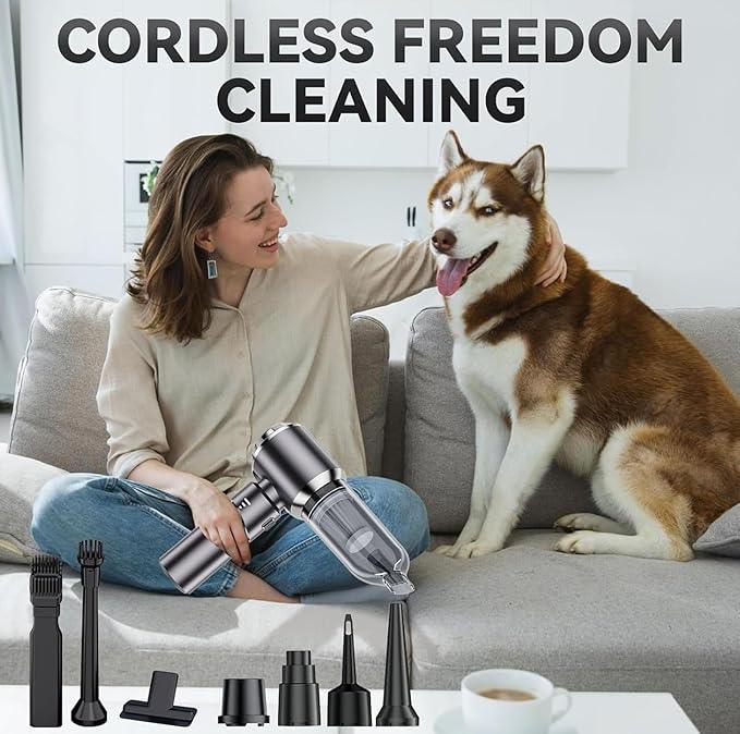 Car Vacuum Portable Cordless, 19000Pa Mini Vacuum Cleaner High Power 4-in-1 Compressed Air Duster Blower Pump Small Handheld Vacuum Cleaner Cordless Rechargeable for Car Home Office Desk - NeatNest