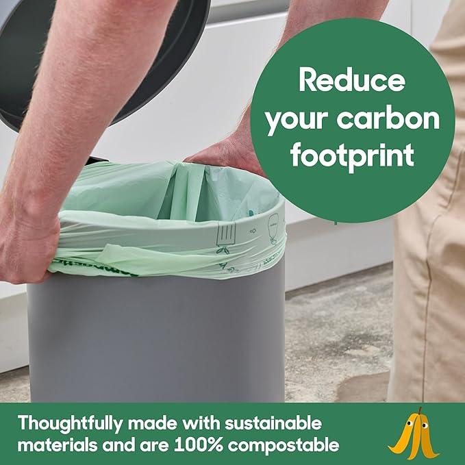 Compostic Home Compostable Trash Bags, 3 Gallon Small Kitchen Rubbish Bags (17” x 17.7”), Extra Strong & Quickly Breaks Down, 100 Count - NeatNest