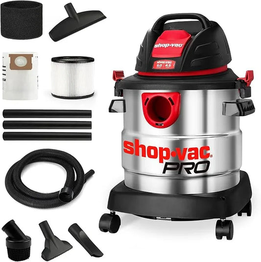 Shop-Vac 5 Gallon 4.5 Peak HP Wet/Dry Vacuum, Stainless Steel Tank, Portable Shop Vacuum with Filter, Hose and Accessories for Garage, Workshop. 5920588 - NeatNest