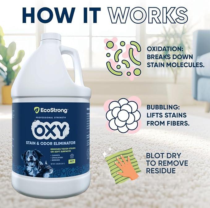 Oxy Pet Carpet Cleaner Spray | Pet Stain Remover for Pet Urine, Cat Pee, Dog Poop | Deep Spot Treating Action on Carpeting, Upholstery, Laundry, Pet Beds & More (128 Fl Oz) - NeatNest