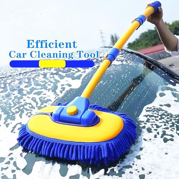 Mveqrrn Upgrade Car Wash Brush with Long Handle,Car Wash Brush Car Cleaning Brush Kit Car Wash Mop Car Wash Brush with Hose Attachment Car Washing Brush with Scratch-Free Replacement Head(Blue - NeatNest