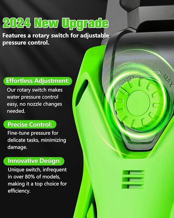 Electric Pressure Washer, 2.8 GPM High Power Washer Adjustable Pressure 2500PSI-5000PSI with 33FT Extension Hose Reel, 4 Nozzles and Soap Bottle for Cars/Fences/Driveways - NeatNest