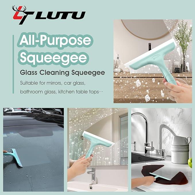 Shower Squeegee for Glass Doors, Bathroom Squeegee for Shower, Mini Window Squeegee, Home Bathroom Silicone Cleaner Tool, Suitable for Bathroom, Kitchen, Tile, Mirror, Car Glass, 8in Lake Blue - NeatNest