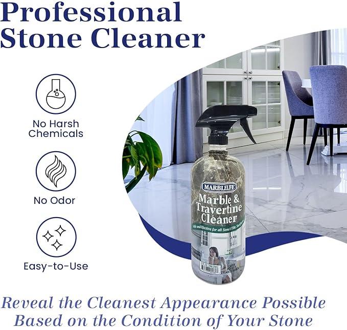 Marblelife InterCare Marble and Travertine Cleaner, Natural Stone & Terrazzo Liquid Cleaner, Shower & Tile Surface Care, Floor, Walls & Countertop Cleaner and Degreaser, Refill Gallon - NeatNest
