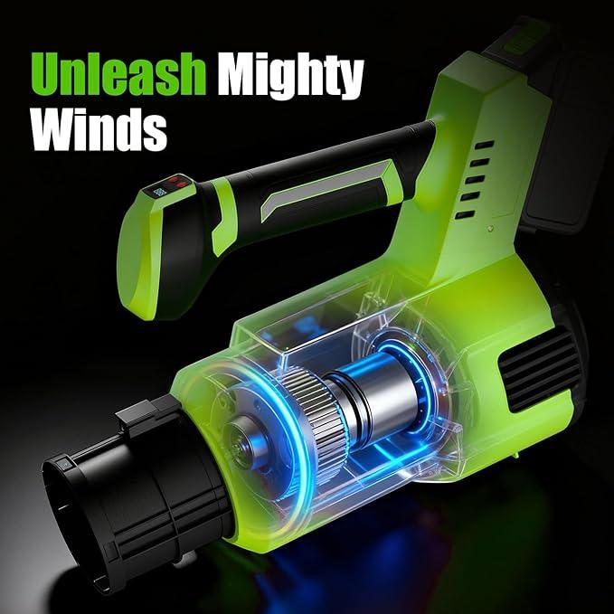 Electric Leaf Blower Cordless, 200 MPH Wind Speed, 2 x 4.0Ah Batteries, Handheld Leaf Blowers for Lawn Care, Stepless Speed Control, Portable Lightweight Grass Blower for Yard, Patio - NeatNest