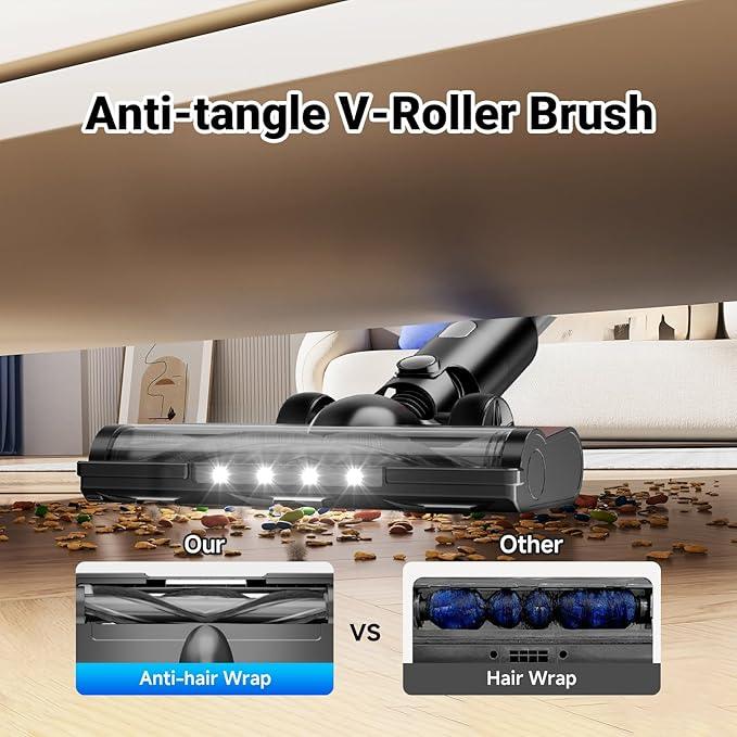 Cordless Vacuum Cleaner for Home, 8-in-1 Lightweight Stick Vacuum with 45Mins Runtime, Powerful Suction, Anti-Tangle, Rechargeable Cordless Vacuum for Hardwood Floor Carpet Pet Hair, N502 - NeatNest