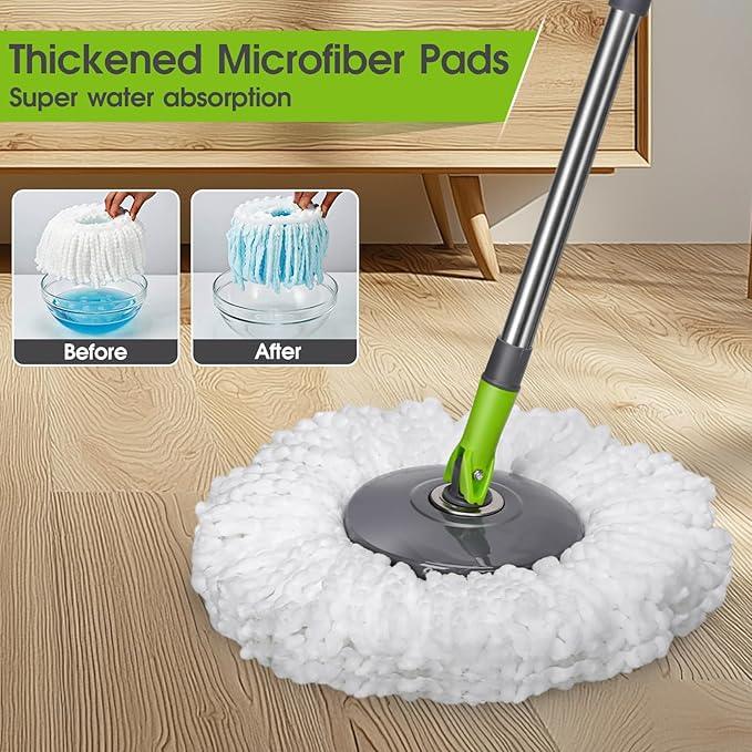 Spin Mop Bucket System,Masthome Pedal Spin Mop and Bucket with Wringer Set,EasyWring Microfiber Mop with 3 Mop Pads,360°Spinning Floor Cleaning System - Home & Office Suitable - NeatNest